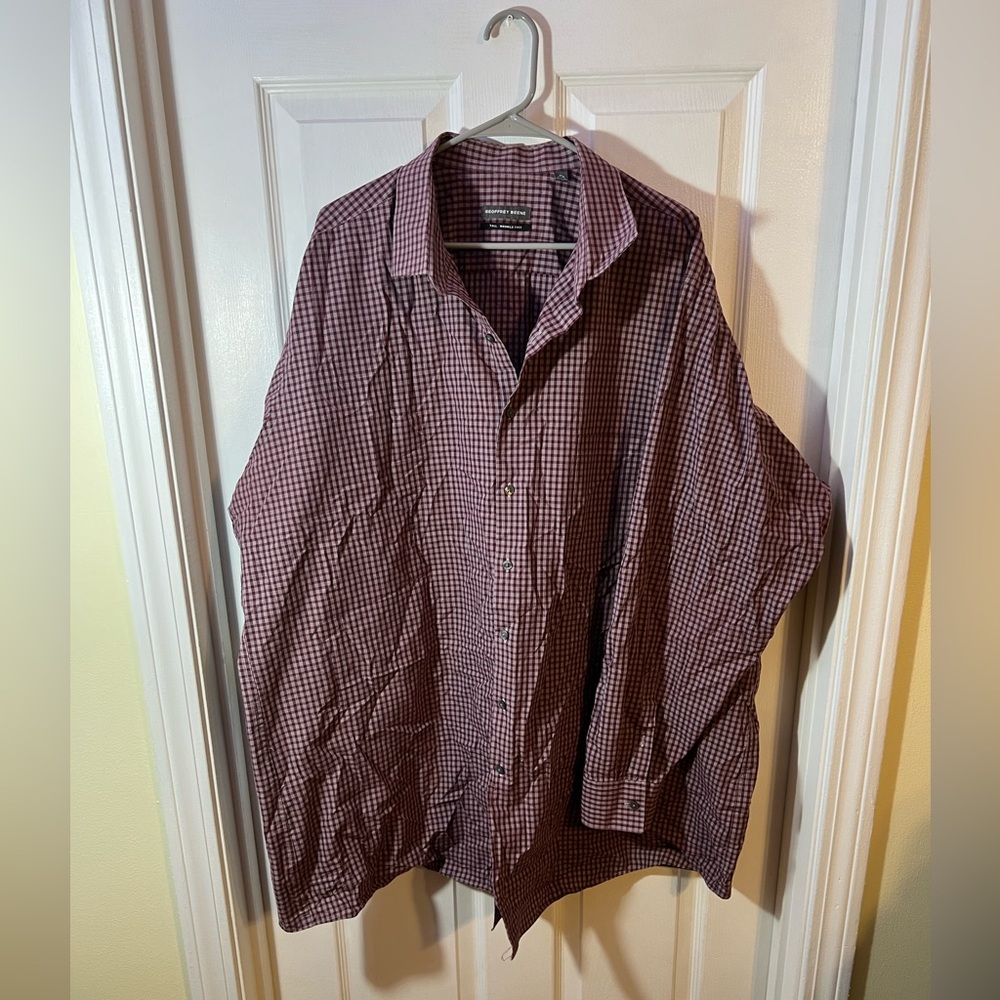 Geoffrey Beene Purple Checkered Shirt Size 20 37/38